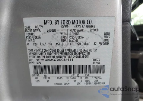 2009 Ford Escape Xlt z USA, uszkodzony, nr VIN 1FMCU03G79KC81611